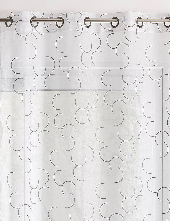 Voilage broderie demi-cercle (blanc / gris) Voilage broderie demi-cercle (blanc / gris)